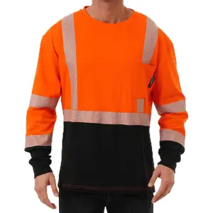 FR Shirts for Men 6 oz Hi Vis Fire Resistant Flame Resistant Long Sleeve Shirts High Visibility Cotton Welding Shirt CAT2