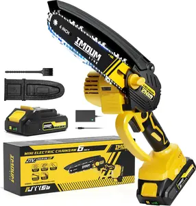IMOUMLIVE 6-Inch Mini Chainsaw Cordless, 21V 2.0Ah Battery Powered Electric Pruning Saw, One-Hand Chain Saw for Tree Trimming, Lightweight, Small and Easy Control for Seniors, Women, Beginners & Yard Work