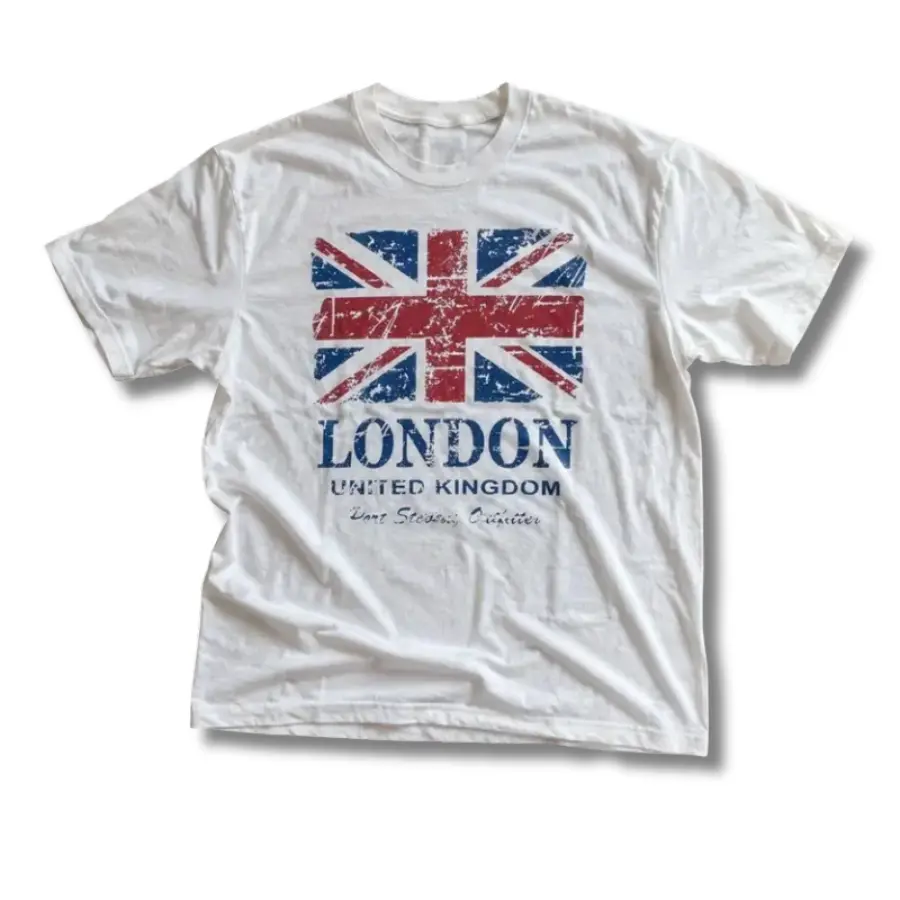 Vintage British Flag Graphic T-Shirt, Retro London Travel-Inspired Tee, Classic UK Souvenir Unisex Streetwear Top