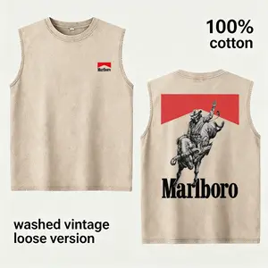 Vintage Washed Cowboy Rodeo Sleeveless Tank Top for Men Women, 100% Cotton Oversized Western Graphic Muscle Shirt, Retro Desert Ranch Streetwear Tee, Casual Summer Gym Shirt, Country Style Gift for Boyfriend Husband Dad Rodeo Fans