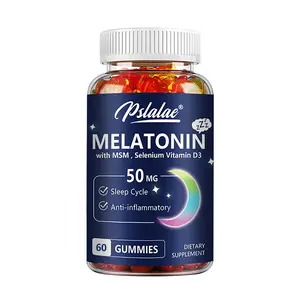 Pslalae - Sleep Supplement Gummies with Melatonin, MSM, Selenium, Vitamin D3 for Relaxation, Natural Sleep - 60 Gummies