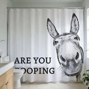 1 Pc Unique shower curtain featuring a humorous donkey design perfect for adding personality to any bathroom transform your space with creative home decoration ideal for bathroom design upgrades and renovation projects enhance bathroom aesthetics with sty