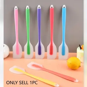 Random Color Silicone Cream Spatula, 1 Count Heat Resistant Baking Spatula, Kitchen Baking Tool for Cake, Cookie, Pastry, Dessert, Bakeware