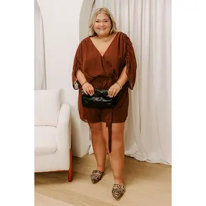 Martinis Please Chiffon Romper in Chocolate Curves