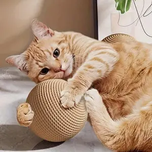 Cat Toys Kittens Sisal Ball Self-Entertaining Chew Toy Rattle Ball, Cat Supplies, 8cm