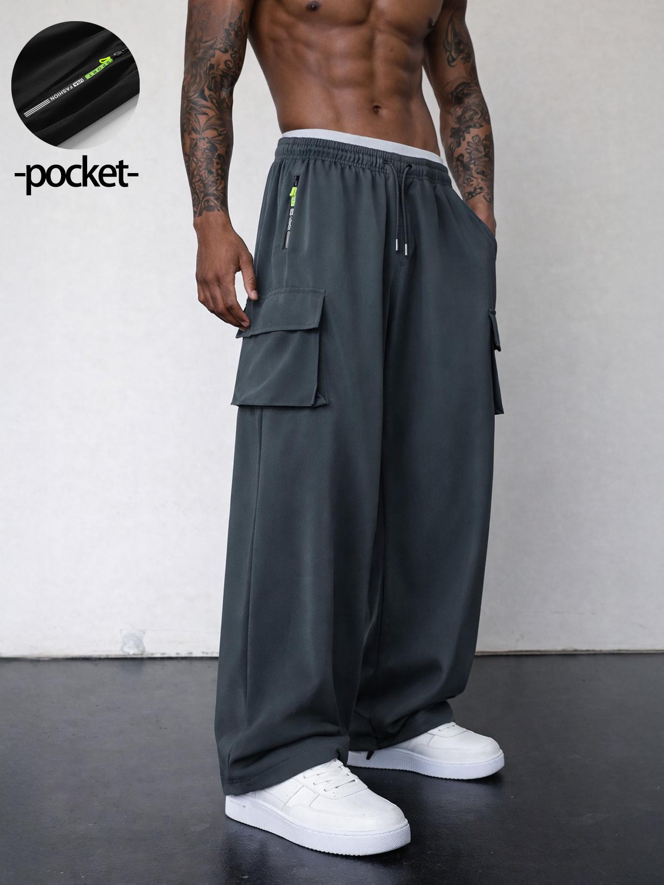 Mens Cargo Pants Baggy Wide Leg Drawstring Trousers with Zipper Pocket and Flap Pockets Loose Fit Streetwear Track Pants for Daily Wear Travel Commuting Skating Workwear Inspired Casual Utility Outfits Mens Cargo Pants Baggy Wide Leg Drawstring Trousers with Zipper Pocket and Flap Pockets Loose Fit Streetwear Track Pants for Daily Wear Travel Commuting Skating Workwear Inspired Casual Utility Outfits
