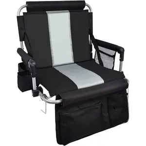 Stadium Seat with Back Support, Bleach Seat with Backrest and Cushion Christmas, Stadium Chair with Cup Holders, Mesh Bag and Hidden Hook for Basketball and Soccer Bench Gifts for Man