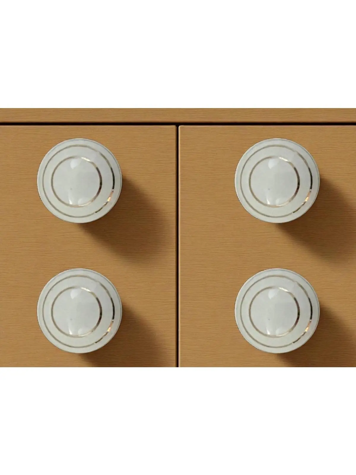 212 MAIN White & Gold Geometric Pattern Ceramic Drawer Cabinet Knobs - 6-Piece Set, Hand-Painted Decorative Handles, Includes Mounting Screws