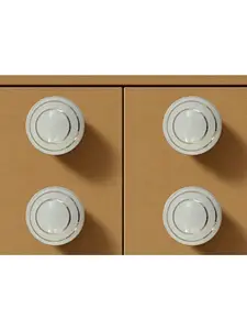 HomeRoots 635789 White & Gold Geometric Ceramic Drawer Pull Knobs - Set of 6