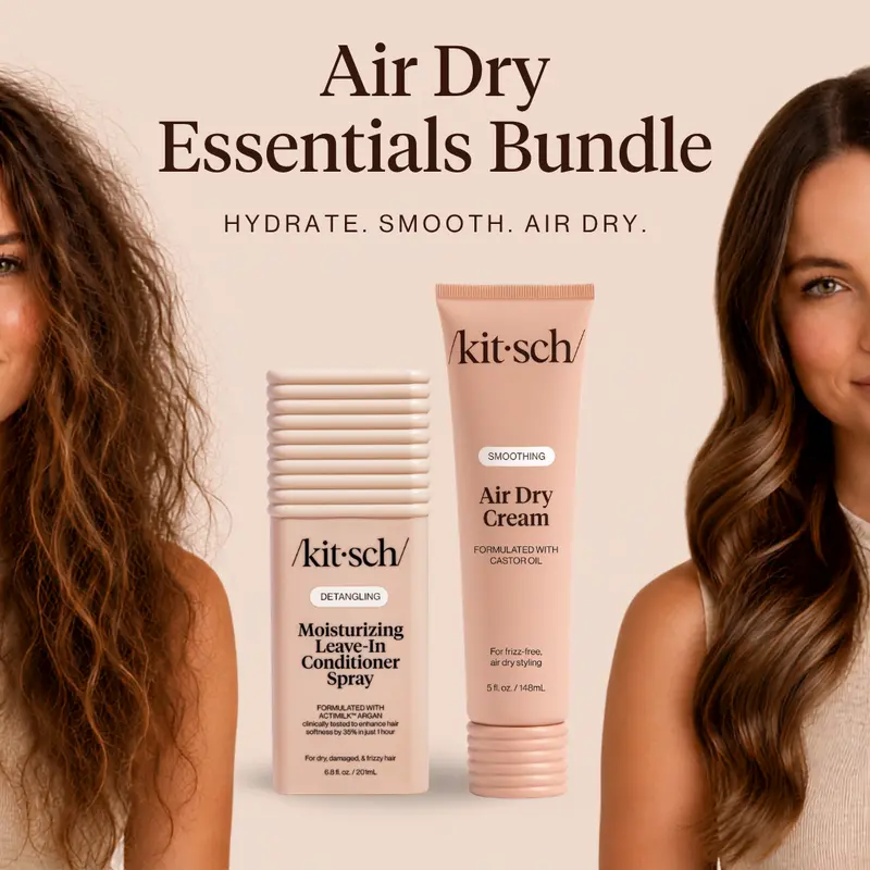 Kitsch Air Dry Essentials Bundle | Moisturizing Leave-In Conditioner Spray & Air Dry Cream + FREE Flexi Brush