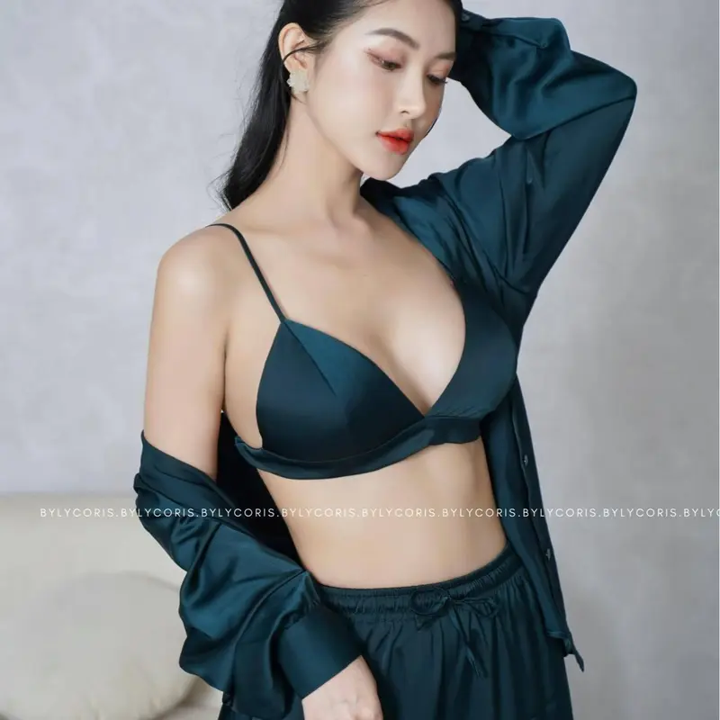 WASHABLE SILK SLEEPWEAR PAJAMAS SET - LUNA IN GREEN (COMBO)