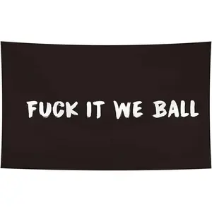 Fuck It We Ball Flag Funny Meme Flag 40X60 INCH Banner Cool Flag for Room Men Girls College Dorm Men Cave Bedroom Wall Decor Tapestry Outdoor Indoor