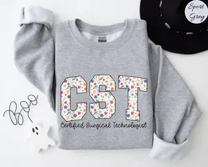 Floral Certified Surgical Technologist  T-Shirt / Sweatshirt & Hoodie, Floral Cst Crewneck, Surgical Tech Crewneck, Med Surg Sweaters, Surgery Sweatshirt