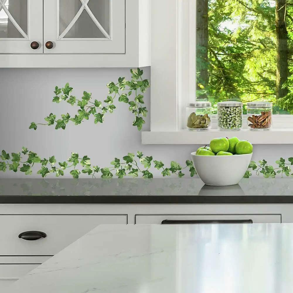 Painterly Ivy VINES Peel & Stick WALL DECALS Kitchen Leaves Stickers Vine & Leaf Decor