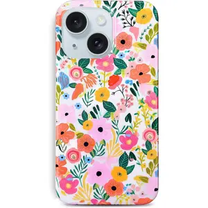 J.west Compatible with iPhone 15 Case 6.1", Soft Shockproof Cute Floral Phone Protective Cover for Women, Garden Flower Pattern Design Slim Fit Anti-Scratch Phone Case for Girl