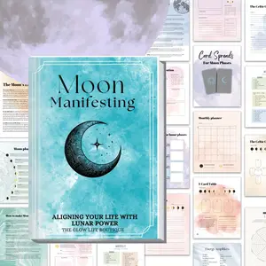 JAIIMAN 80pages A5 Moon Manifesting Journal Notebook, Detailed Explanation Moon Phase,for Professionals, Personal Office Use, Gift Idea, Tarot Card Spreads, Full Moon Ritual, Planner Diary, Self Improvement Journal