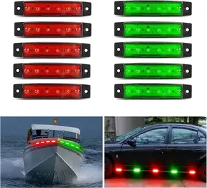 Nilight 10PCS 3.8” 6LED Red Green LED Indicator Light Truck Camper Side Marker Light Marine Boat Navigation Light Yacht Kayak Sailboat Trailer Bus RV Clearance Light 12V DC