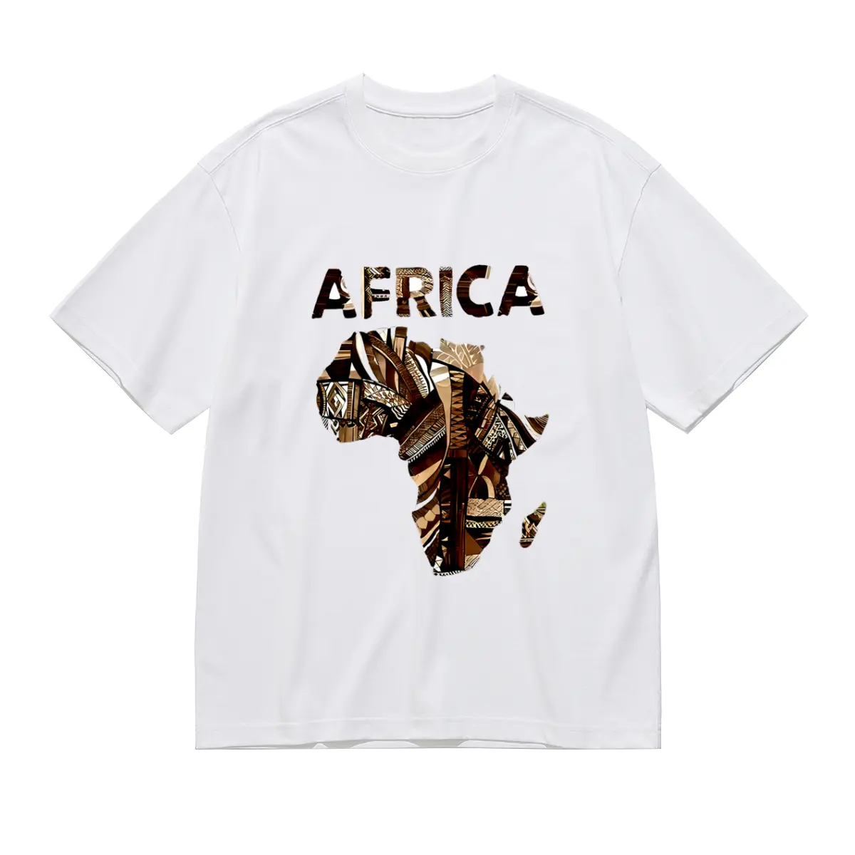 Women's Short-Sleeve Africa Safari Print T-Shirt - Biker Vibe, Animal Pattern Continent Map Oversized Cultural Pride Casual Streetwear Top, Shortsleeve, Tshirt, Animal Print, Cotton, Round Neck, Machine Wash