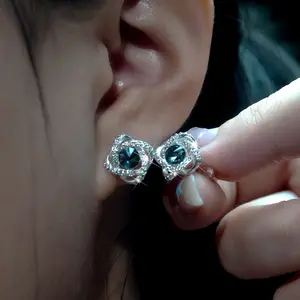 Star - River Wrap Earrings,Alloy & Zircon Sparkle, Dreamy Galaxy Look,Elegant Square Zircon Stud Earrings for Girls,