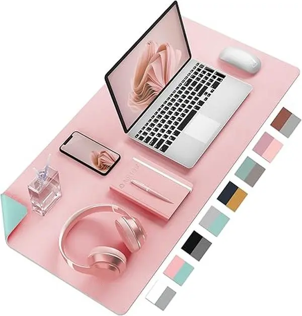 Aothia Double Sided PU Desk Pad | Dual-Color Reversible Large Mouse Pad, Waterproof Non-Slip Desk Mat for Office Home Gaming, Easy to Wipe Clean Desktop Protector