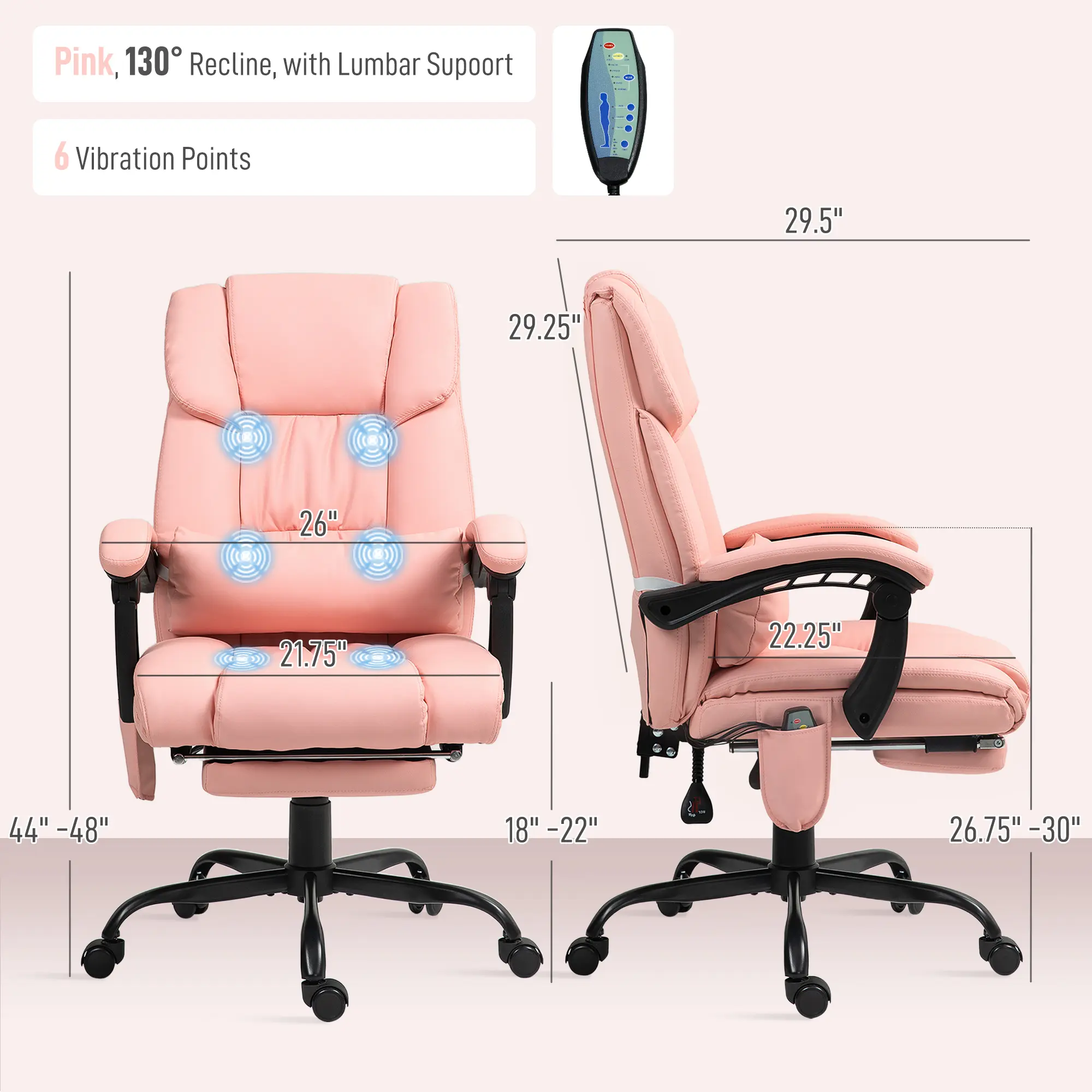 Pink, 130° Recline
