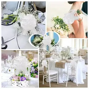 10pcs Large Plastic Drawstring Bow, Elegant Wedding Car Decoration, Durable Reusable Decorative Bow for Events, Home Crafts, Parties