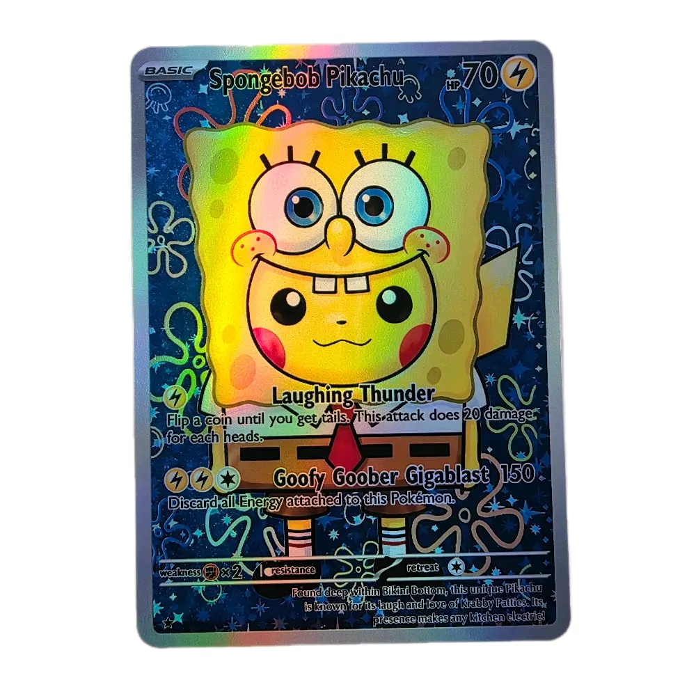 SpongeBob Pikachu Rainbow Holo Fan Art Custom Card