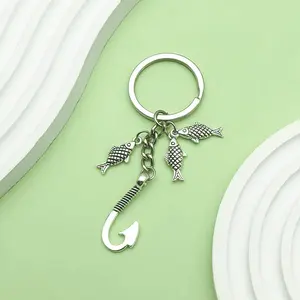 Hot Selling Fishing Hook Keychain, Three Fish Key Ring, Unique Accessory, Bag Car Pendant, Stylish and Functional Gift Idea