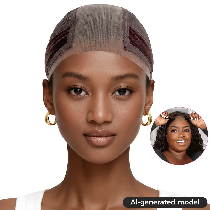 Female Adjustable Wig Grip Cap - Edgesafe Velvet, Seamless Lace Wig Liner, No Glue, Hypoallergenic, Shake-Stable Fit, Comfortable Secure Fit, Breathable Transparent Stretch, Money-Saving Reusable, Compatible with Frontals & Closures for Hair Replacement