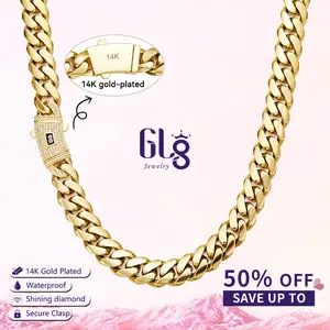 14K gold-plated Miami Cuban Link Chain necklace Hip-Hop Jewelry for Men/Women The latest electroplating gold-plating process for rust prevention Sweat-Resistant Chunky for Streetwear Trendy Accessory Fashion Gift 6/8/10/12/14mm Valtentine's Day gif