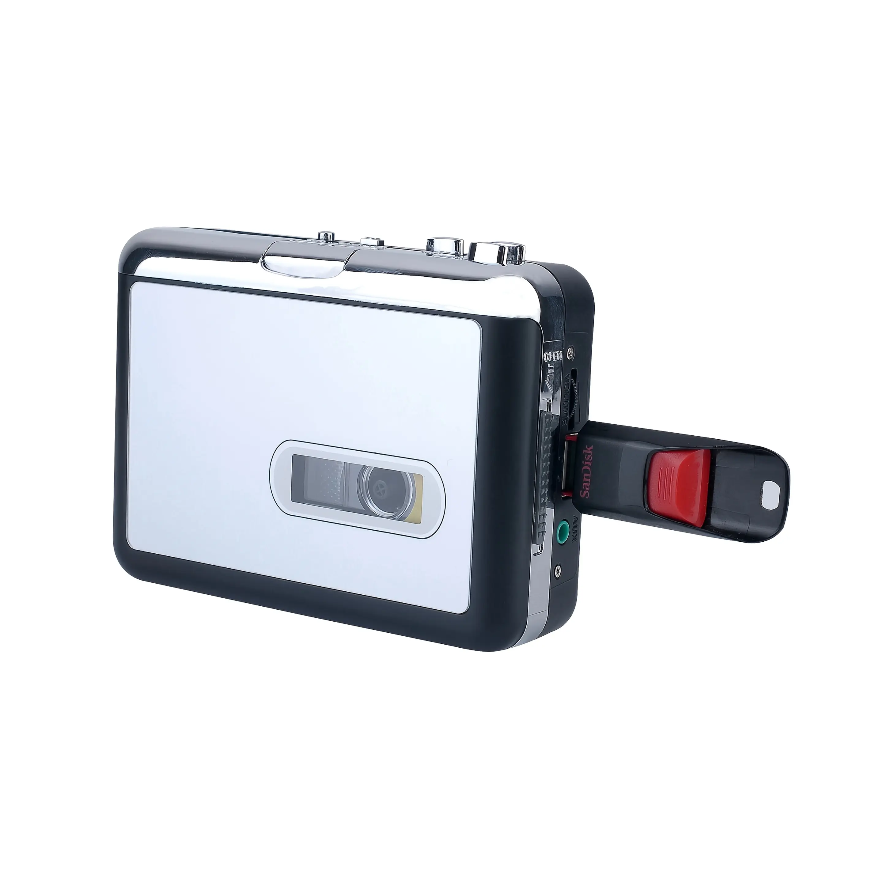 USB Cassette Tape Converter - Capture MP3 Audio from Box Cassettes, Convert Signal to USB Flash Drive, Dual Power Battery/USB, Glossy Finish - for Music Lovers & Audiophiles - Perfect for Digitizing Old Tapes