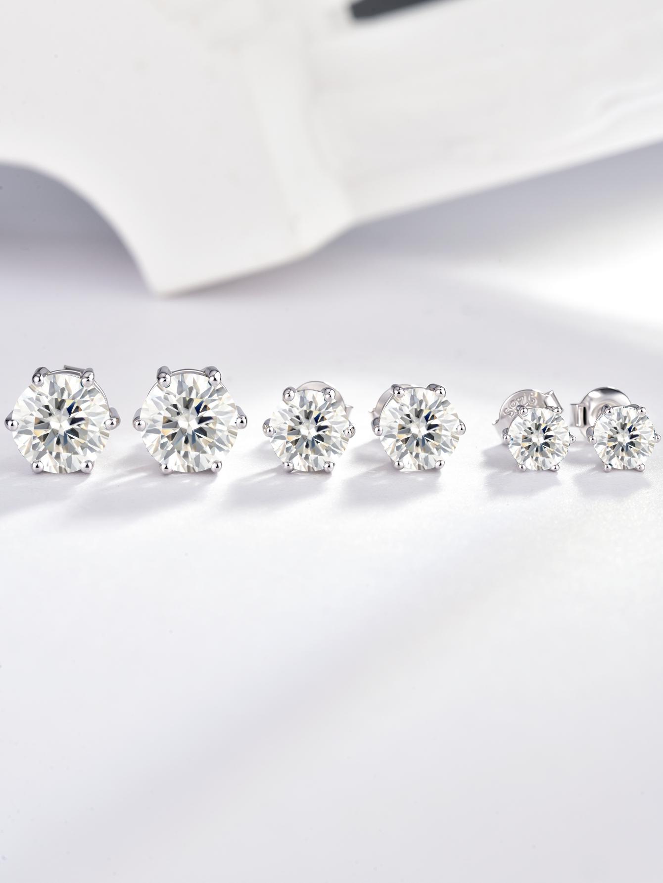 Kaelena  Six-Prong Setting Stud Earrings D Color VVS Lab-Created Moissanite Stud Earring S925 Sterling Silver  Perfect Valentine's Day, Mother's Day, Birthday & Anniversary Gift, Unisex Daily Wear
