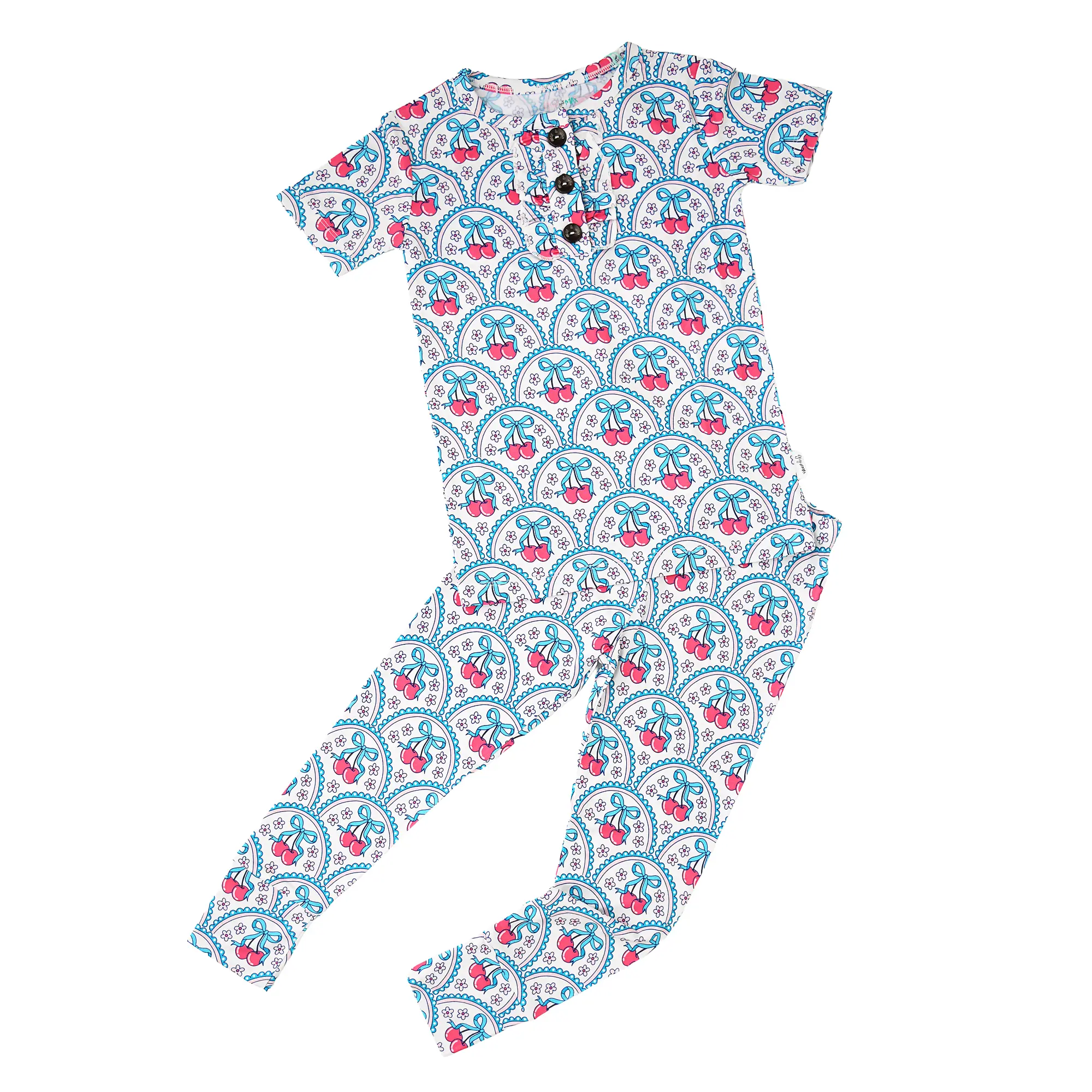 Cherry RUFFLE TWO PIECE Bamboo Toddler 2-Piece Sets Ultra-Soft Fabric Breathable & Temperature-Regulating Playful Prints Flexible Fit Sustainable Eco-Friendly 18M-8