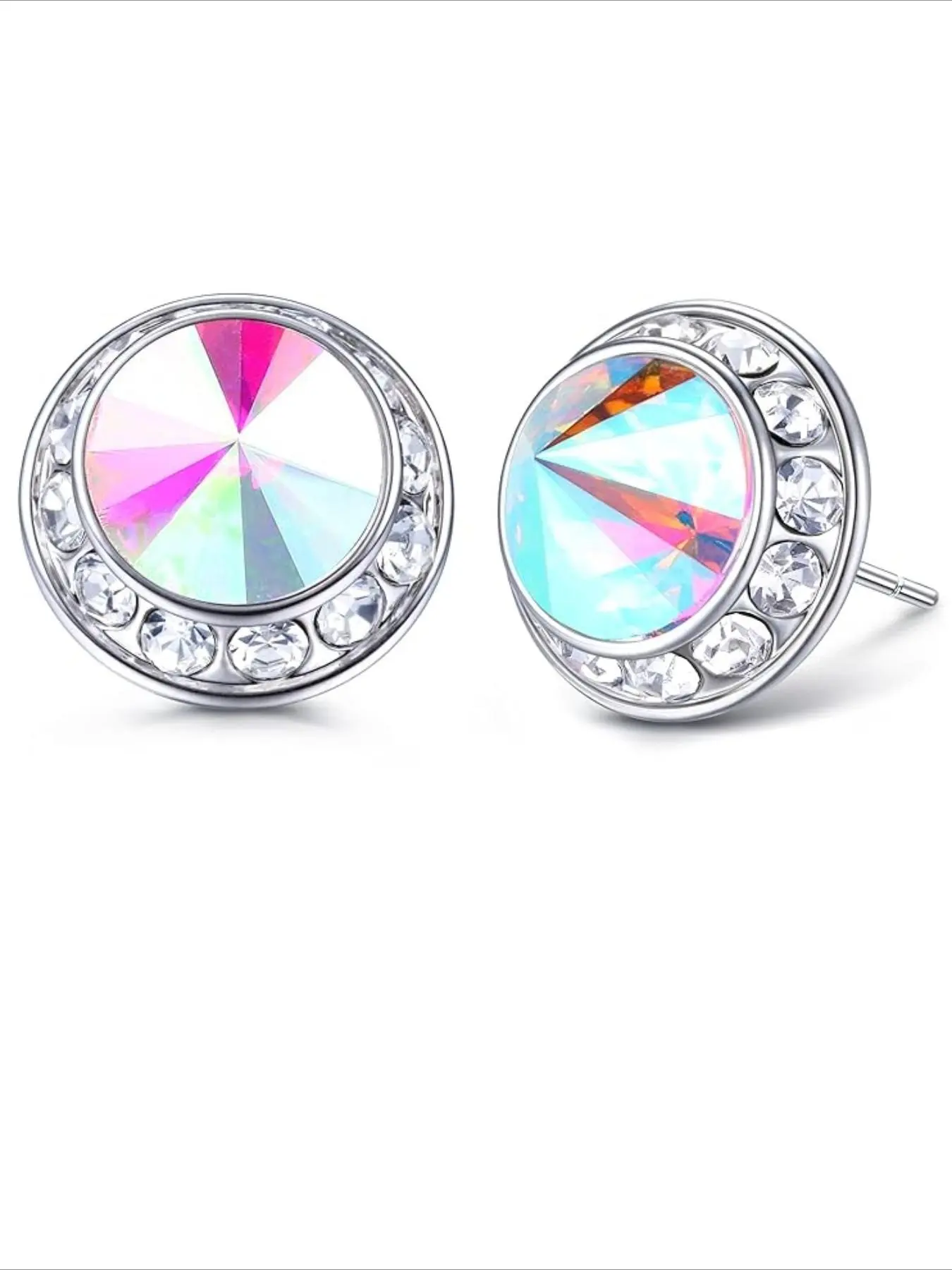 Rhinestone Dance Competition Earrings Hypoallergenic Post Stud Earrings 15mm Halo Crystal Stud Earrings for Dance Competitions Stage Opera Performance Wedding Bridal Earrings for Women Stud Earring Jewelry