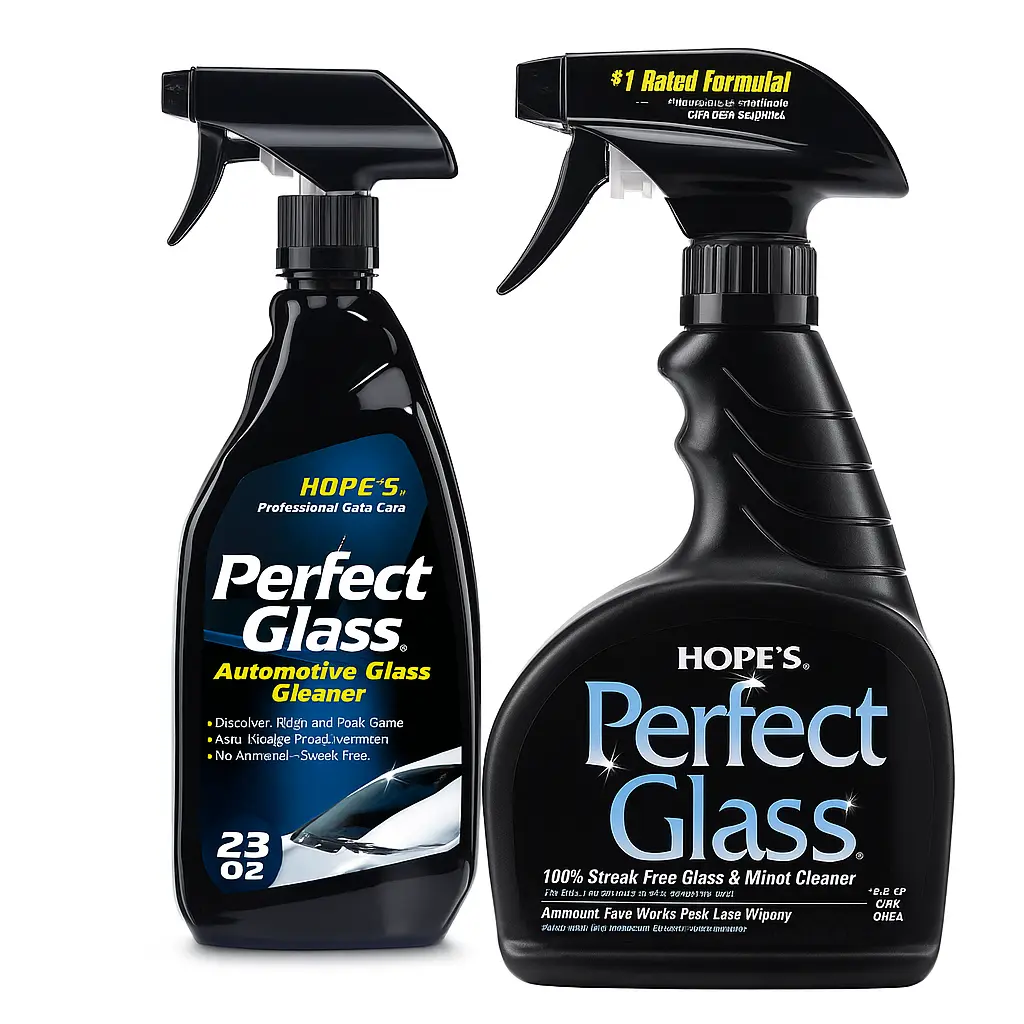 HOPE'S Perfect Glass Cleaner Spray Bottle, 32 fl oz - #1 Rated Formula, Streak-Free, Ammonia-Free, Tint-Safe Auto & Home Cleaner for Car Glass, Screens, Mirrors, Bug & Road Grime Remover