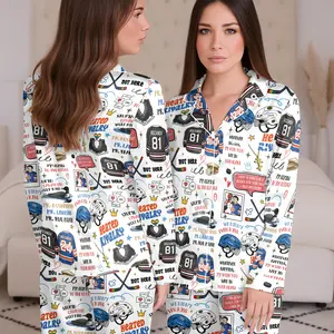 Hockey Romance Satin Pajama Set, Shane & Ilya Satin PJs, We Didn't Even Kiss, Stupid Canadian Wolf Bird Sleepwear, Satin Pajamas for Women, PJ Set Gift for Hockey Lovers