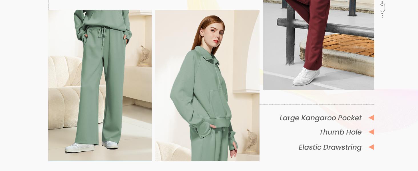 Casly Lamiit Women's 2 Piece Outfits Lounge Set 2026 Oversized Half Zip Sweatshirt Wide Leg Sweatpants Set Cozy Fabric Trendy Design All Match Stand Collar #Springfresh SpringStatements