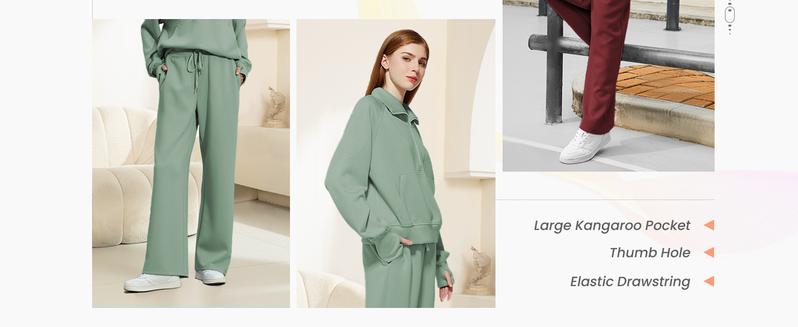 Casly Lamiit Women's 2 Piece Outfits Lounge Set 2026 Oversized Half Zip Sweatshirt Wide Leg Sweatpants Set Cozy Fabric Trendy Design All Match Stand Collar #Springfresh