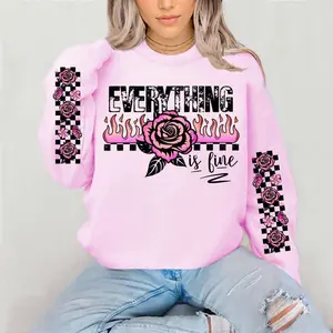 Everything Is fine Fire Crewneck Sweatshirt Gildan Everyday Style Super Soft Unisex Fit Streetwear Graphic Top warm Christmas Gift for her Womenswear Casual Printed Long Sleeve