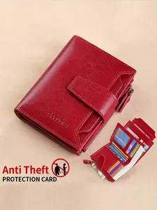 2026 New RFID Blocking Leather Wallet, Multi-Functional Card Holder, RFID Card Slots, Large Capacity Zipper Purse, Birthday Gift, Holiday Present