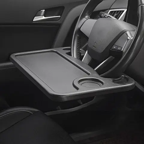 Cartray Steering Wheel Tray - Black Car Interior Organizers for Constant Travelers, Steering Wheel Desk & Food Table, Cars Accessories, Auto Accessories with Universal Fit for Most Vehicles