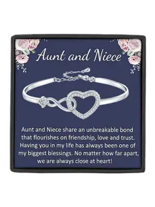 Aunt and Niece Bracelet Infinity Heart CZ Bangle Bracelet Birthday Gift,Christmas Gift Unbreakable Love Gift