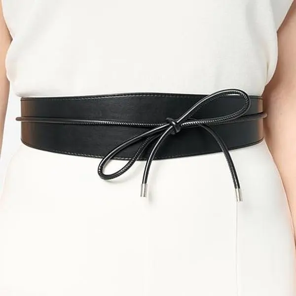 Nina Leonard Faux Leather Obi Wrap Belt