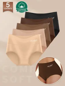 Women's High-Waisted Cotton Underwear Set, Soft Breathable Non-Irritating Comfort Fit, Multiple Colors Triangle Panties, Sizes S-Xxl, Breathable Comfy Innerwear, Soft Minimalist Panty