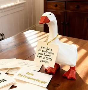 (Mini Desktop Porch Goose) Emotional Positive Support Ornament Magnetic Key Storage, Glasses Holder, Dress-up Game Figurines Decor for Home, Office, Stress Relieving Nostalgic Toys, Christmas Gift for Kids, Adults, Elders (No Support Card)
