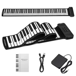 POGOLAB 88 Keys Roll Up Keyboard Piano Portable Electric Foldable Piano with Sustain Pedal 14 Songs 128 Tones 128 Rhythms Rechargeable & Dual BT Function Music Gift for Beginners