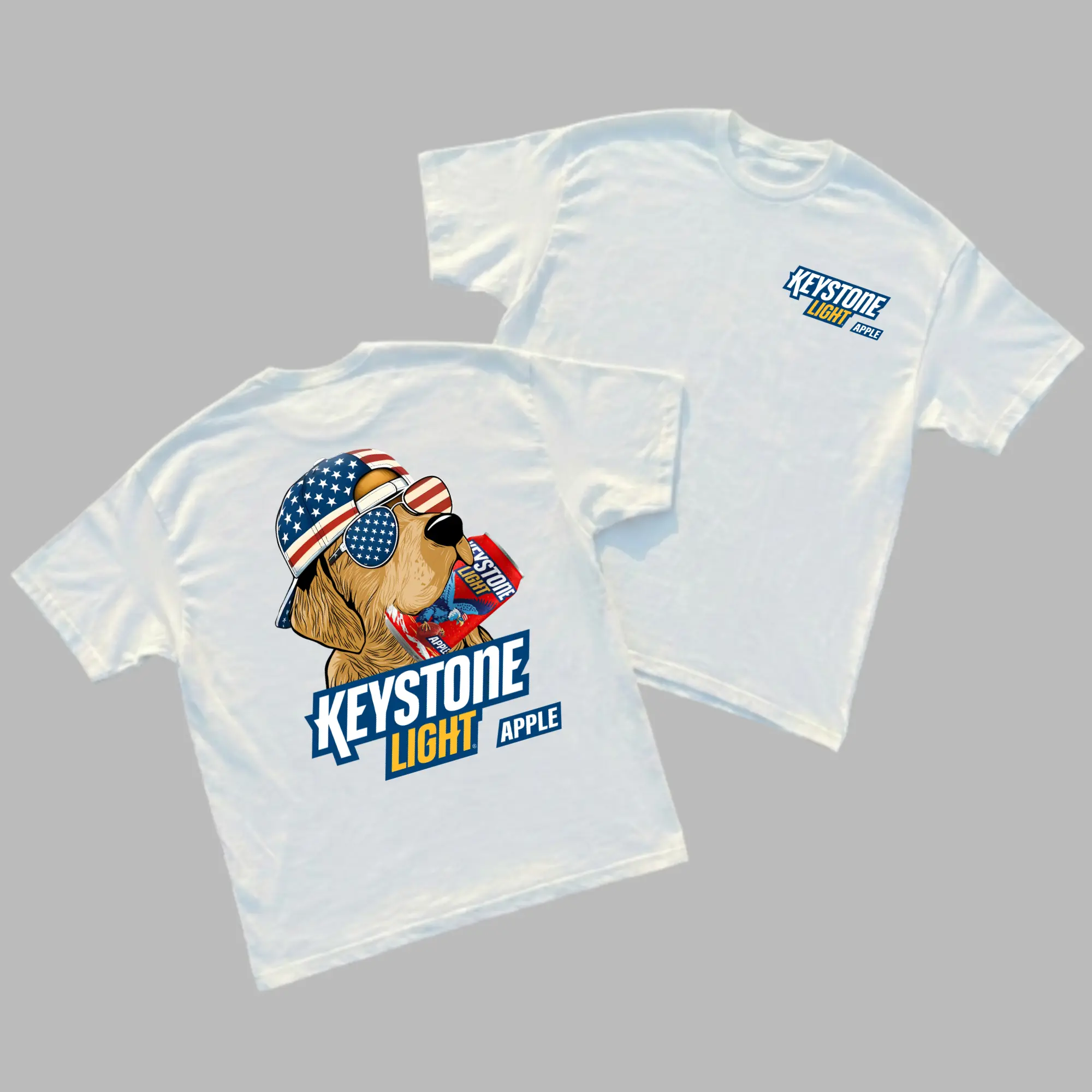 Funny Keystone Light Apple Hunting Golden Dog Beer 4th Of July T-Shirt, Golden Retriever With Beer Cab Graphic, Funny Drink Shirt, Gifts For Men And Women, Trendy Shirt, Casual Streetwear, Men's T-Shirts, Men Gifts