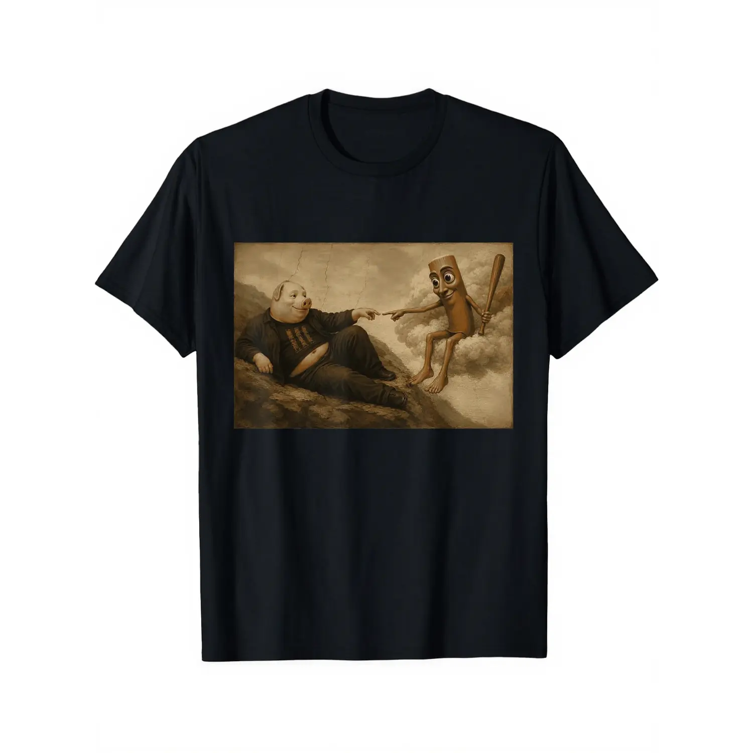 100% Cotton Heavenly Brainrot Duo John Pork Tung Sahur Classic Art Meme T-Shirt Unisex Clothing Streetwear