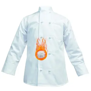 ACTIVE UNIFORMS Long Sleeve Chef Coat for Men & Women – Knot Buttons, Easy-Care Twill, Chest & Thermometer Pockets