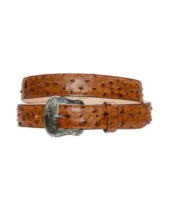TANNER MARK BELT Rustic Cognac Ostrich Print